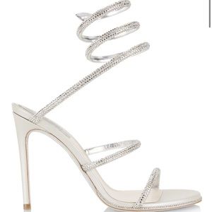 Rene Caovilla Cleo Crystal-Embellished Wrap Heels